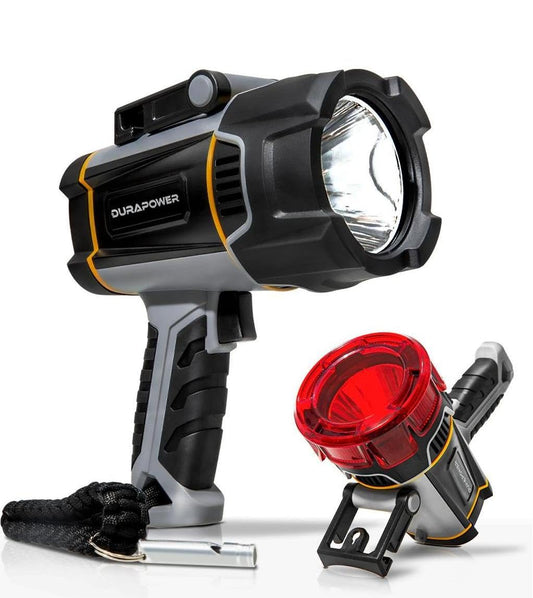 Durapower Rechargeable Spotlight with High Lumen, IP67 Waterproof Spotlight Flashlight, Long Lasting Portable Handheld Spot Light for Marine Boat Hunting