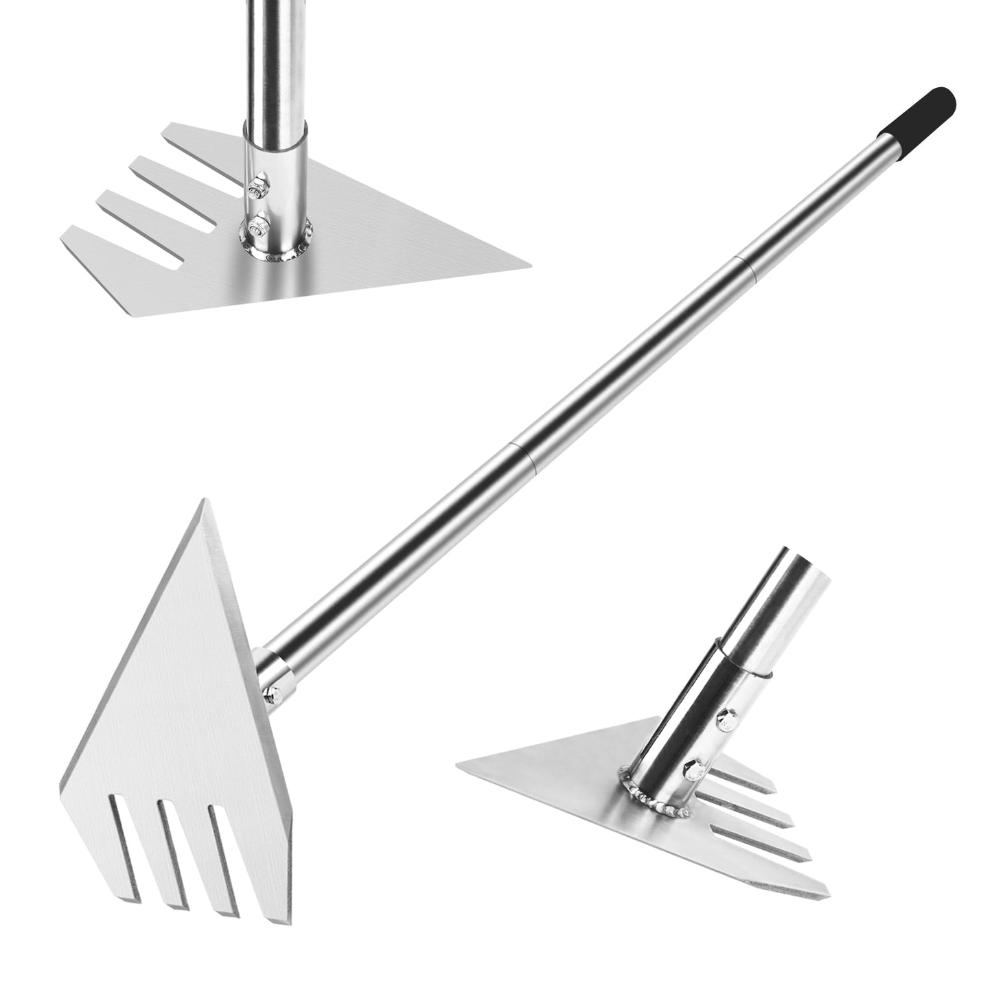 BARAYSTUS 4-in-1 Garden Hoe Tool and Weeder, 56 Inch Ergonomic Long Handle Cultivator with Sharp Stainless Steel Blade, Heavy Duty Garden Hand Tiller for Weeding, Digging, Loosening Soil,Removing Moss