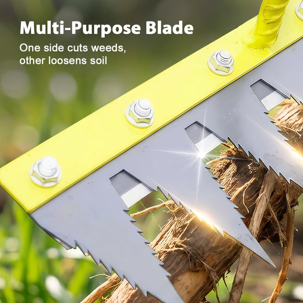 Iron Weeding Rake 2.0, Heavy Duty Garden Hand Weeder Rake, 4/5/6/7 Teeth Weeder Tool for Yard Lawn Garden, Manual Weed Puller Gardening Weeding Tool (4 Teeth)
