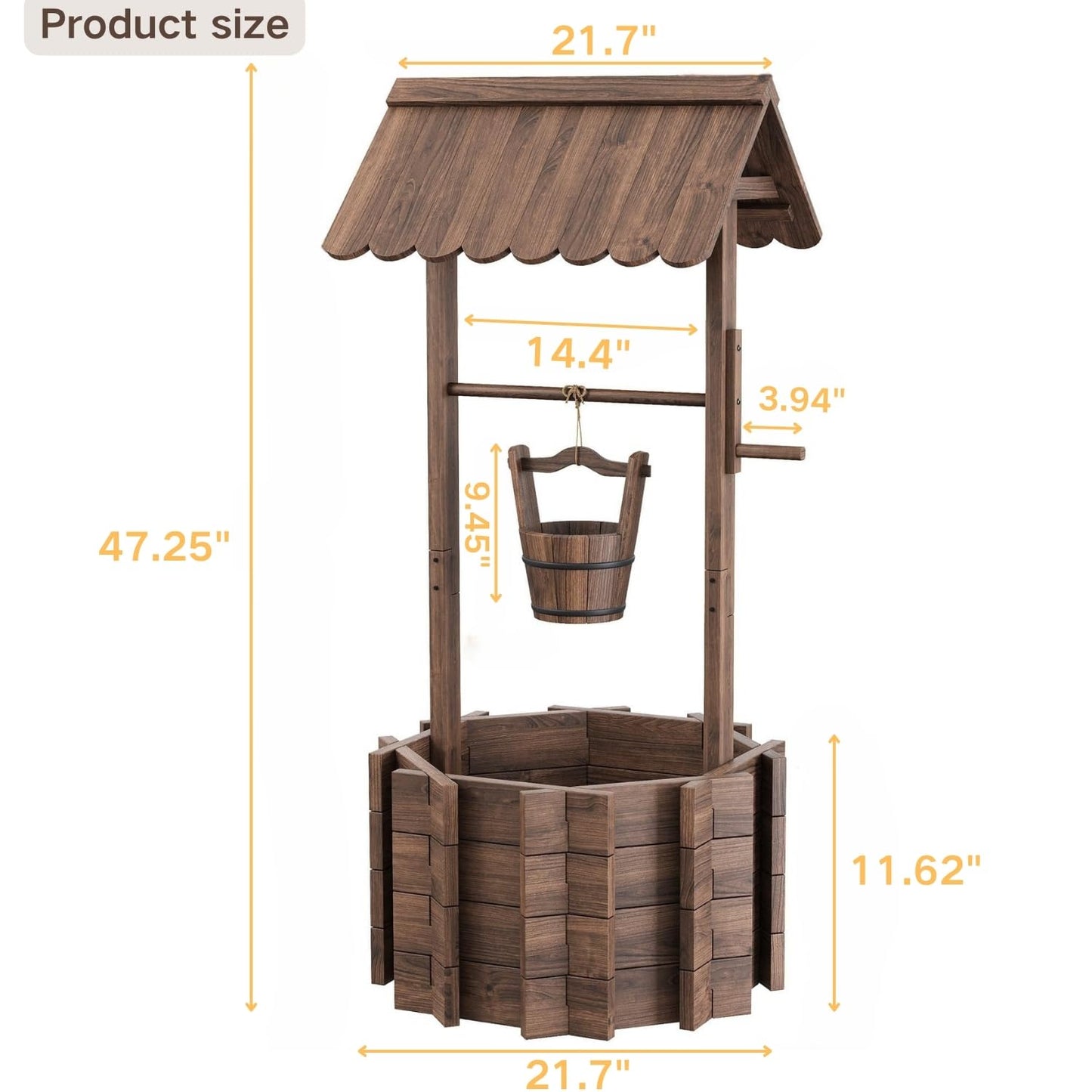 ZSYWODFO Wishing Wells for Outside,Wooden Wishing Well Planter,Rustic Flower Planter for Garden Patio Lawn Backyard Home Decor-21.7X21.7X47.25IN