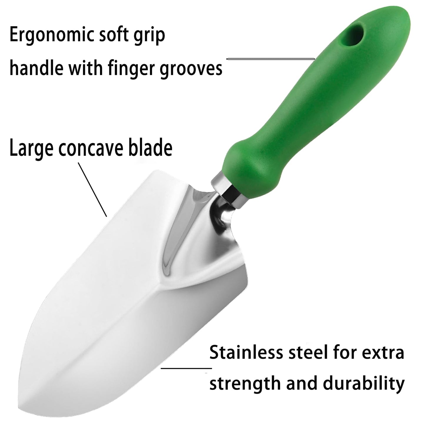 Garden Trowel - Stainless Steel Proof Garden Spades Ergonomic Grip Hand Tools with Soft Rubberized Hand Shovel for Transplanting, Weeding, Moving and Smoothing Digging & Planting