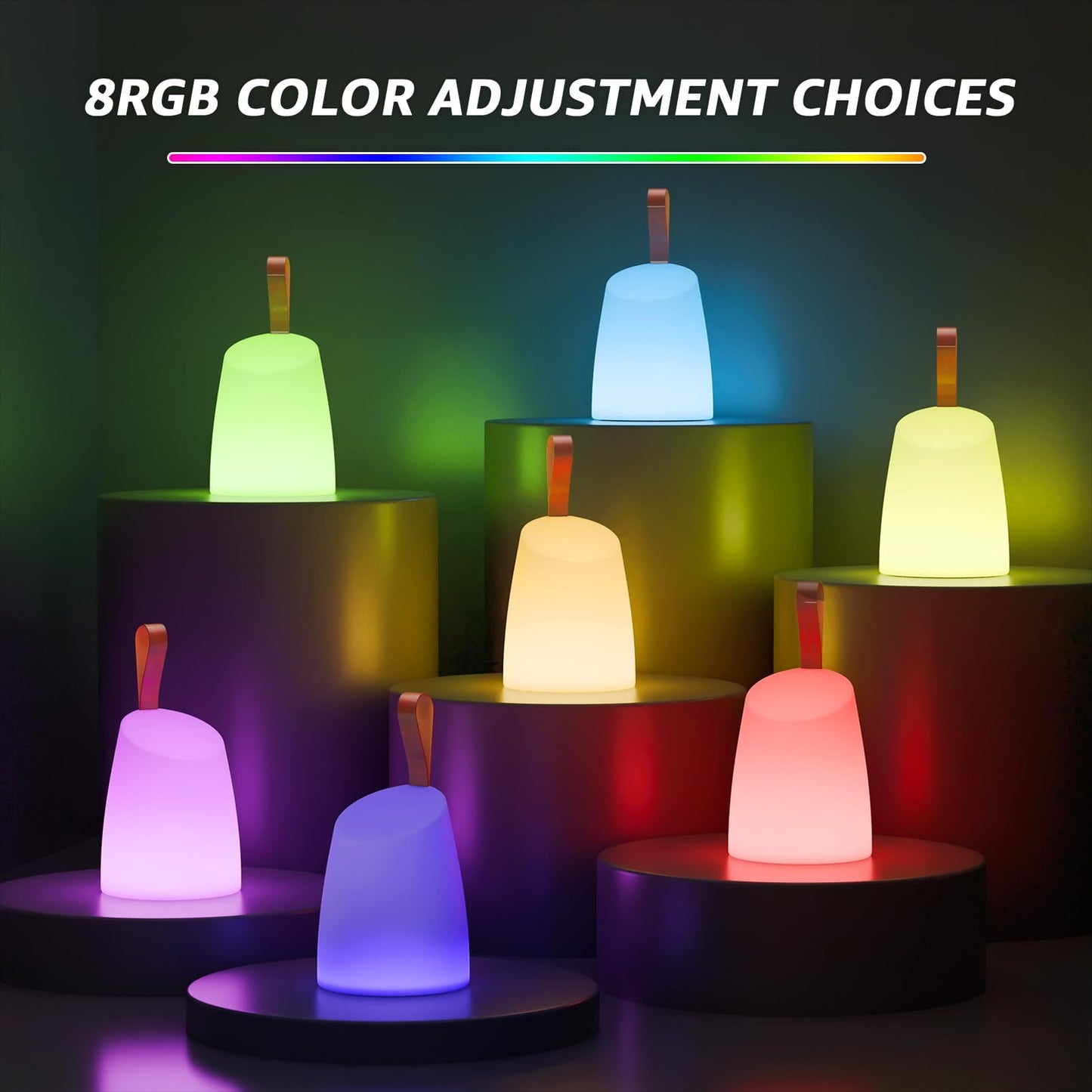 uuffoo 2 Pack Portable Outdoor Table Lamp LED Camping Lantern, Rechargeable Table Lamp with Remote, RGB & Warm White, IP44 Water-Resistant, Timer & Memory, Hanging Lantern for Patio, Garden, Camping