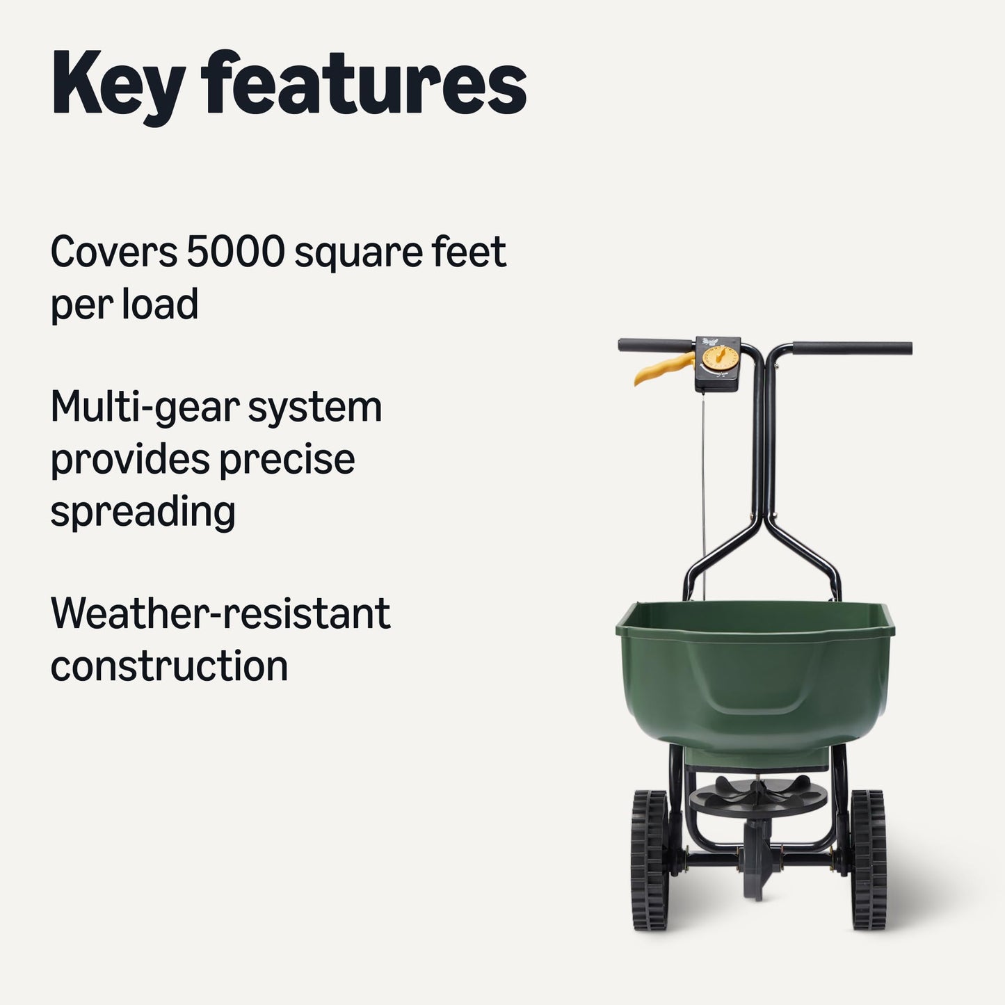 Amazon Basics Fertilizer Spreader for Lawn, 33 Pounds, 0.53 Cubic Feet, All Season, 1-Pack