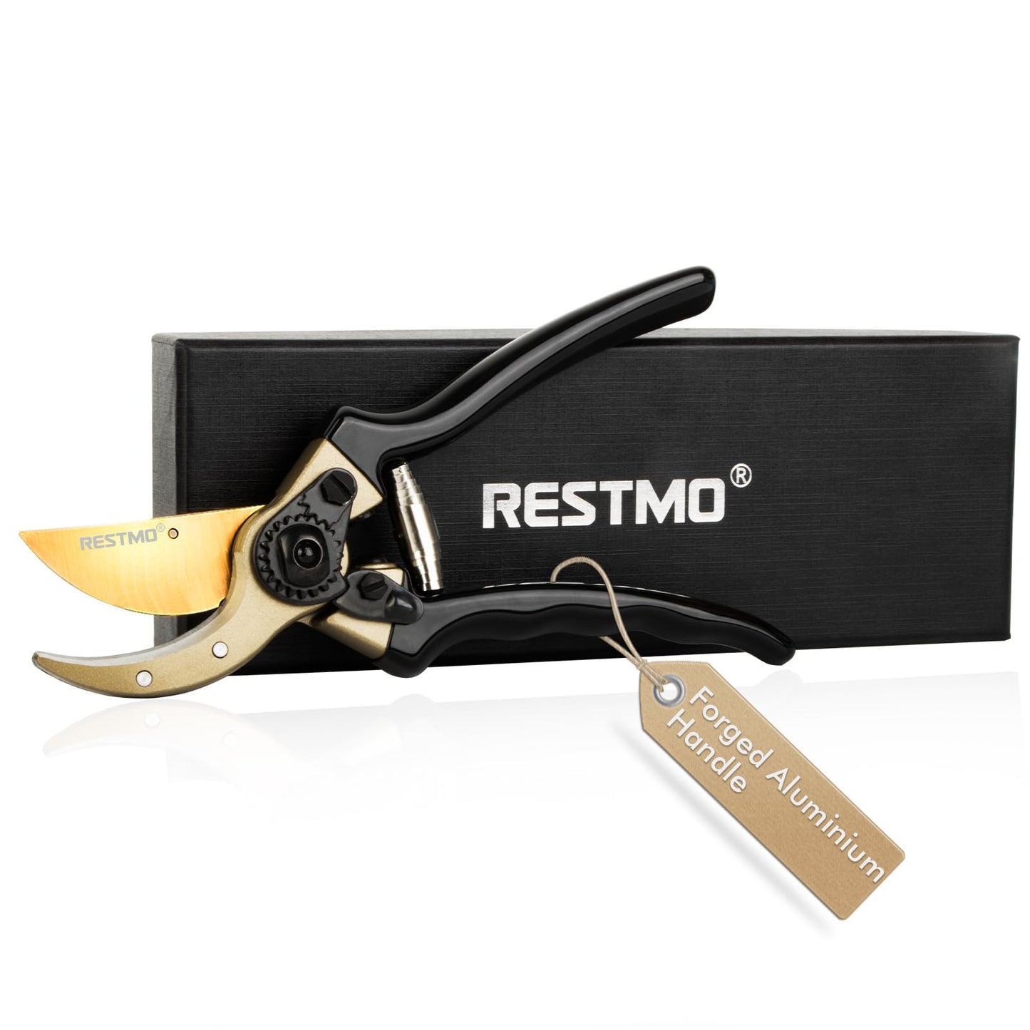 RESTMO 8.6" Professional Pruning Shears, Premium Titanium SKS5 Steel Blade for Long-Lasting Sharpness, Forged Aluminum Handles for Durability, Bypass Pruners for Gardening, Clippers & Scissor Tool