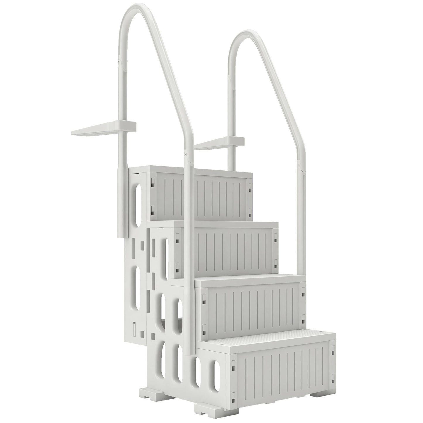 Outsunny 4-Step Swimming Pool Ladder, HDPE with Dual Handrails and Non-Slip Steps for Above Ground Pools, Entry/Exit Ladder, Fits 46.1" - 57.9" High Walls, 396 lbs. Load Capacity White