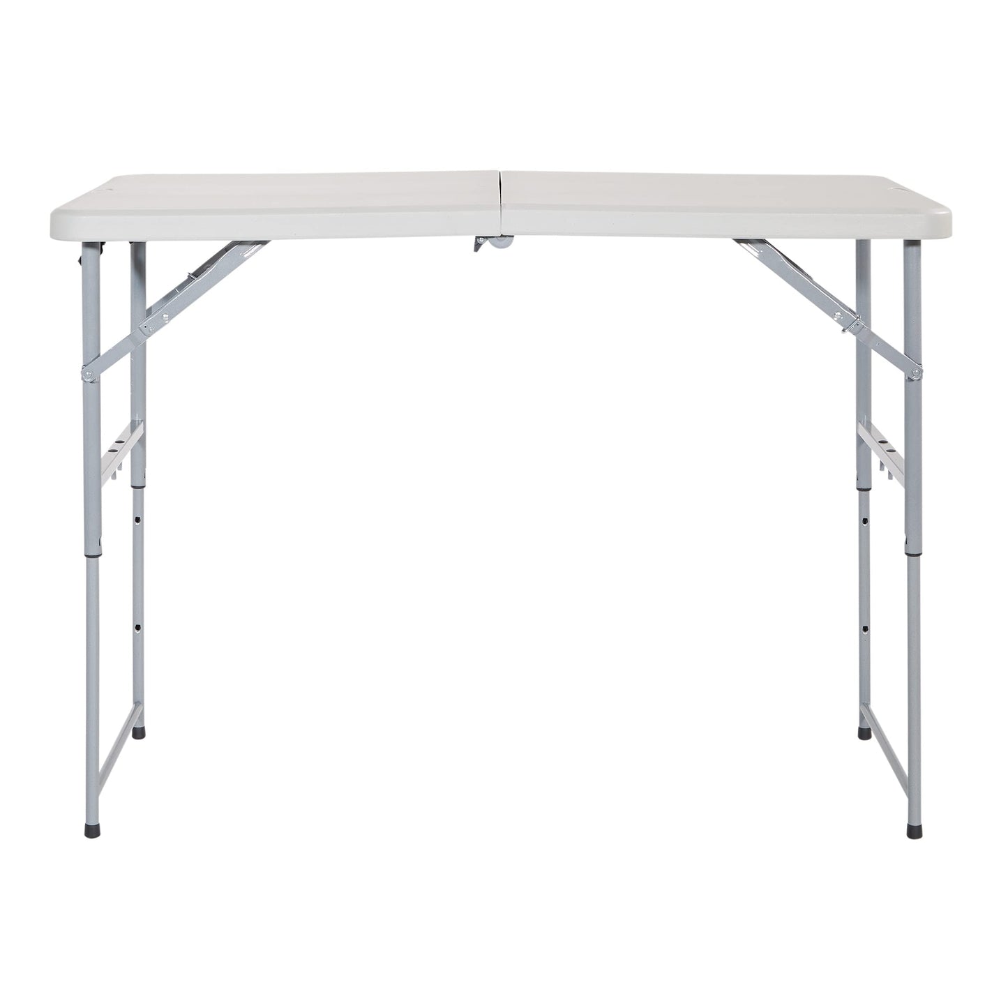 Office Star Resin Multipurpose Rectangle Table, 4-Feet Long, Height Adjustable, Center Folding Table, Light Gray