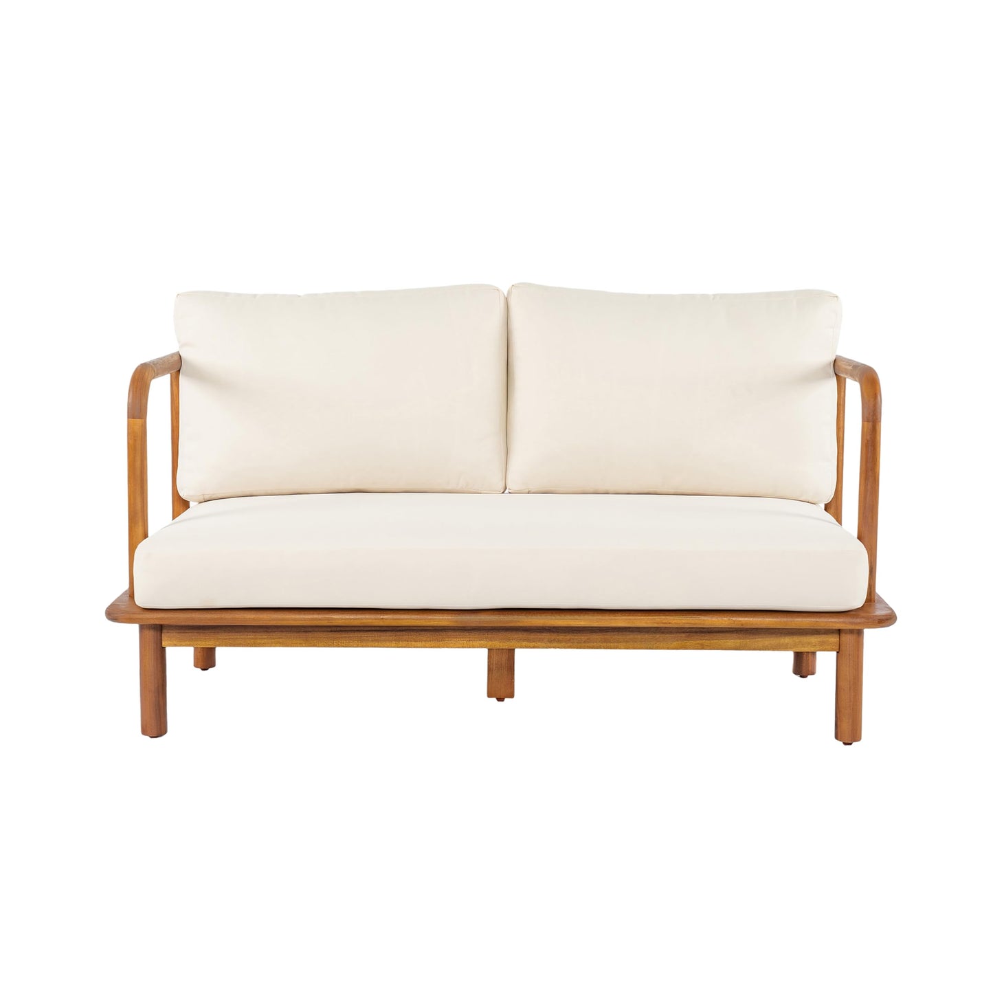 Christopher Knight Home Canape Acacia Wood Patio Loveseat Sofa with Cushion, Outdoor 2-Seater Sofa with Removable Cushions, Solid Wood Patio Furniture Set, Teak+Beige