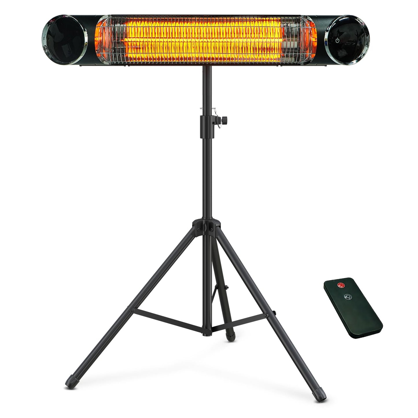 Outdoor Electric Heater, Infrared Patio Heater for Outdoor/Indoor Use, Wall Mounted/Freestanding Infrared Heater Outdoor, 1500W Electric Patio Heater with Tripod, MATT BLACK