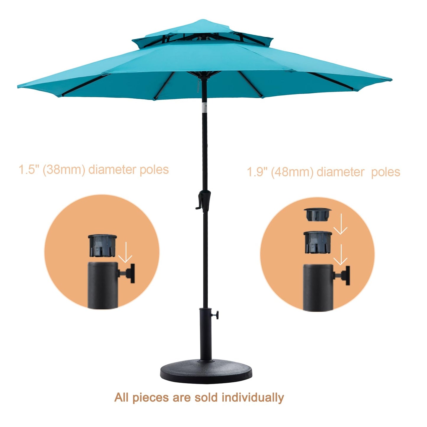 C-Hopetree 22 lb Heavy Duty Round Base Stand for Outdoor Patio Market Table Umbrella, Black