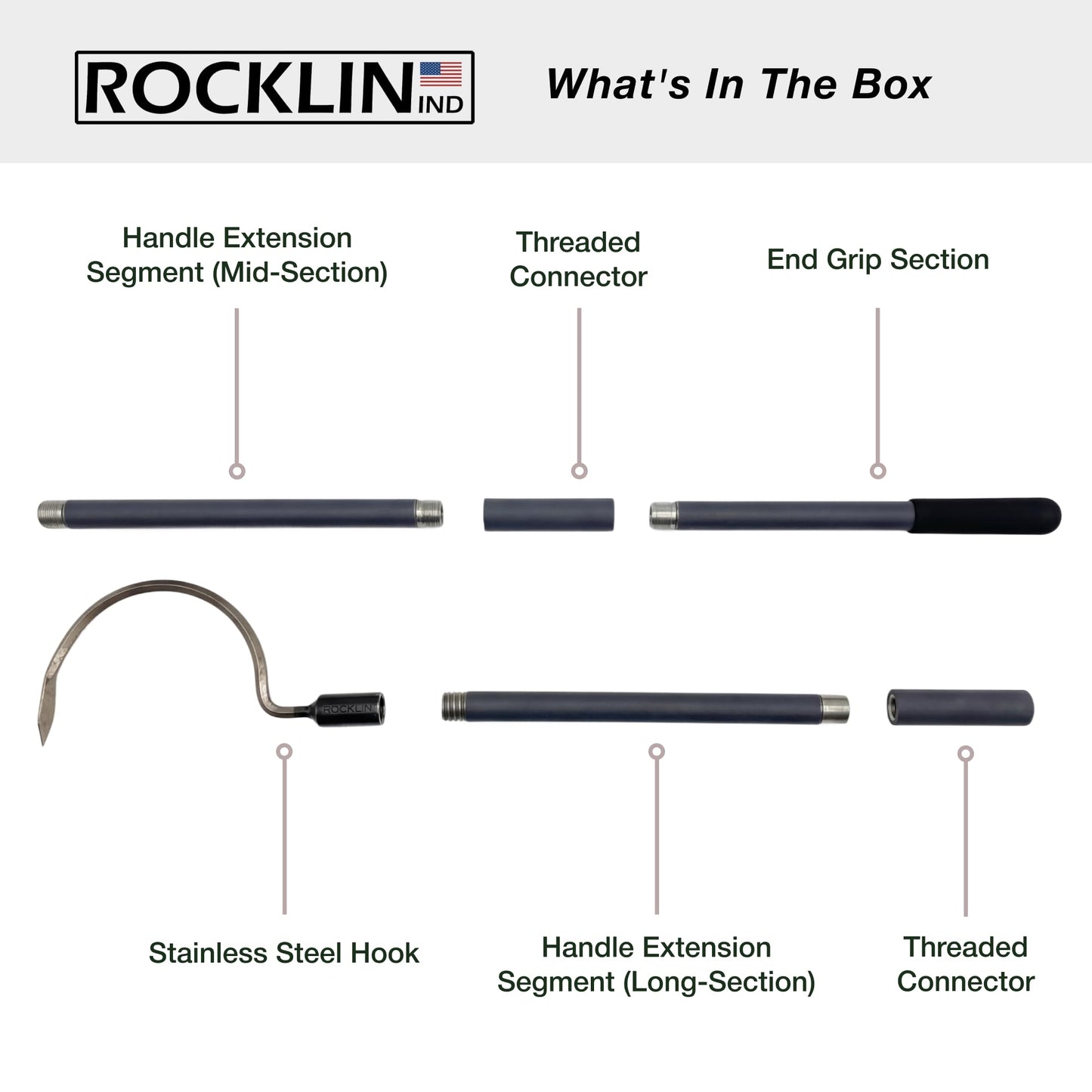 Rocklin Industry Cobra Hook 3-in-1 (24"/40"/57") Cultivator, Heavy-Duty Garden Hand Tool for Weeding, Digging & Soil Loosening – Three Lengths, Stainless Steel Blade, Ergonomic Grip