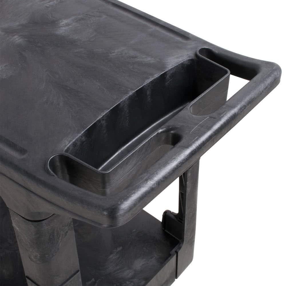 Rubbermaid Commercial Products 2-Shelf Utility/Service Cart Small Flat Shelves Storage Handle 500 lbs. Capacity for Warehouse/Garage/Cleaning/Manufacturing