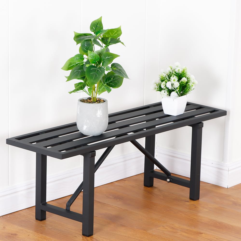 DHYGOTFUR Plant Stand - Indoor/Outdoor Extra-Sturdy Aluminum Plant Stand with 300 LBS Capacity (L37.8 x W11.4 x H13.8 inch)