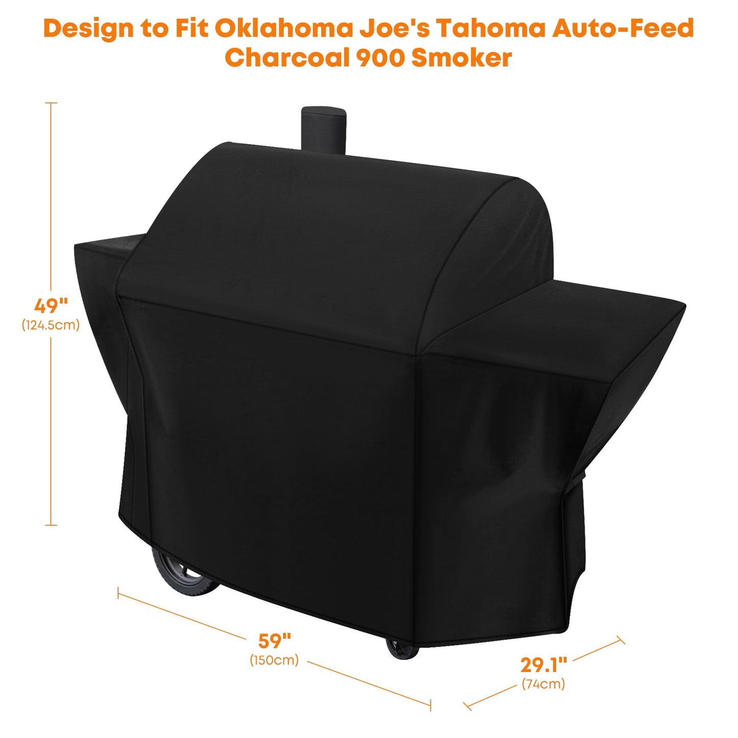 Stanbroil Grill Cover Fit Oklahoma Joe's Tahoma Auto-Feed Charcoal 900 Smoker, 600D Polyester Waterproof Outdoor Premium BBQ Grill Cover, Black