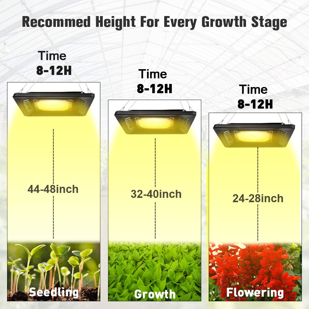 Relassy 150W Waterproof Plant Light, Outdoor Grow Light,Sunlike,Full Spectrum LED Grow Lamp,Without Noise,Ultra Thin,Heat Dissipation,for Seedling Growing Blooming Fruiting