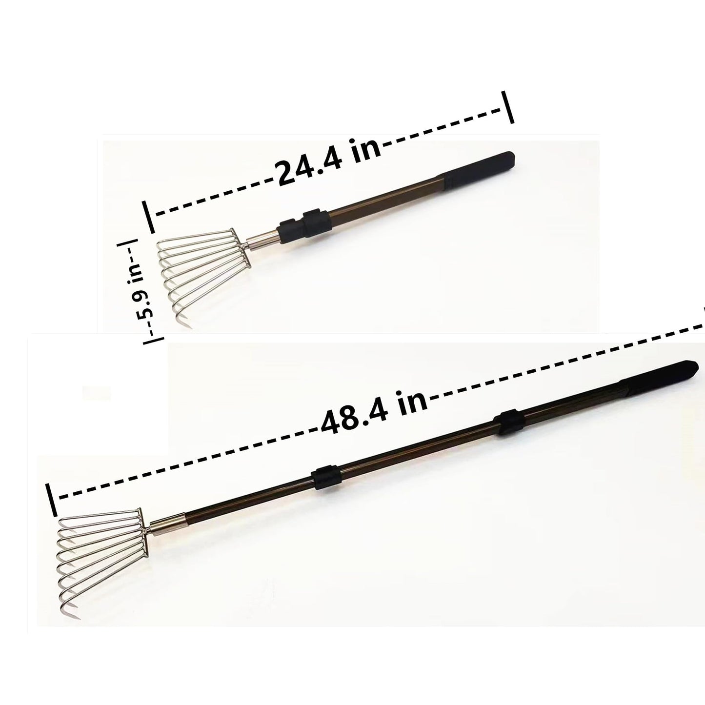 Stainless Steel Garden rake Multi-Functional Clam rake can be Used to Catch The sea Tide Hunting to Pick up Shells and dig Treasures, and Lengthen The Aluminum Alloy Handle.