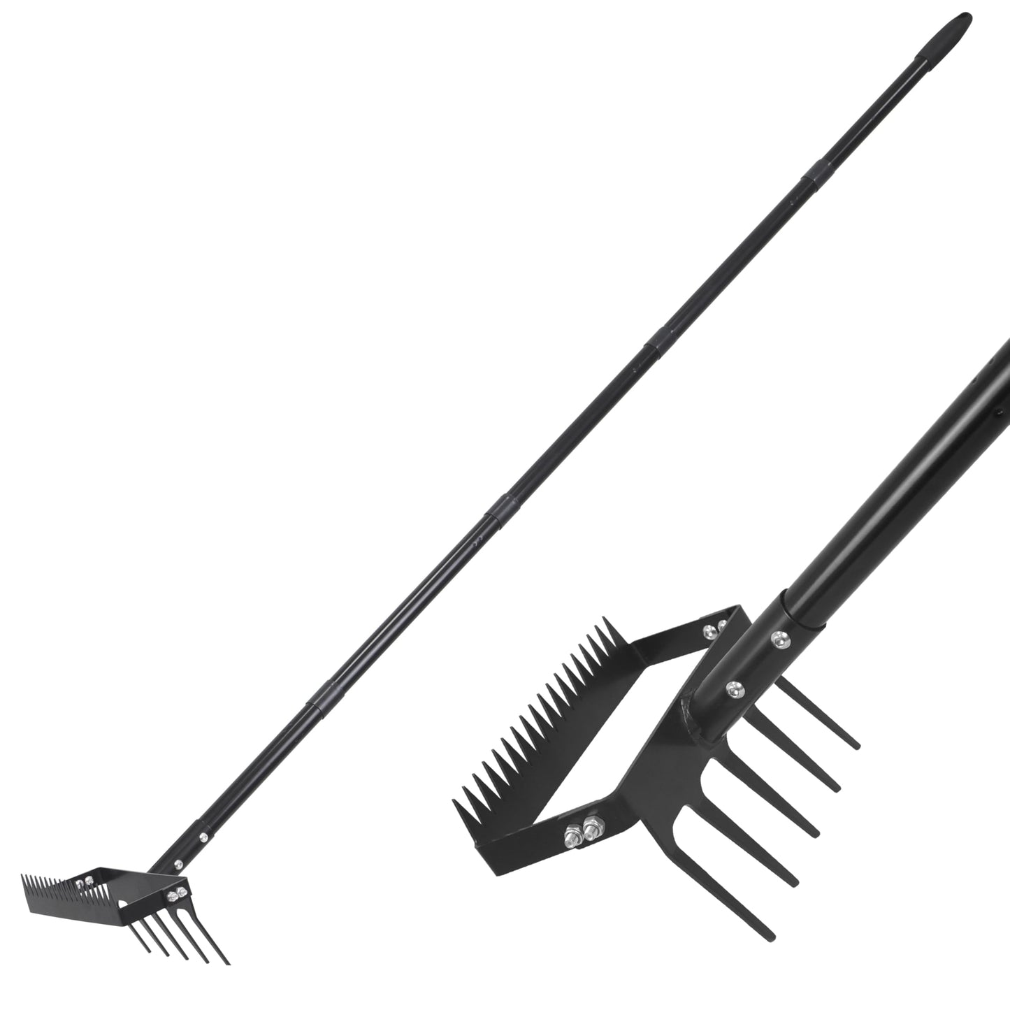Gardzen 70" Garden Hoe for Weeding, Long Handle Hula Tool with Serrated Blade, Heavy Duty 2-in-1 Stirrup Scuffle Weeder, Cultivator Rake for Loosening Soil & Planting
