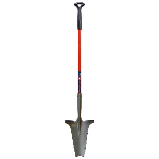 Root Slayer 22311 Nomad Compact Steel Garden Spade for Digging Soil and Root Removal, Portable Tool, Red