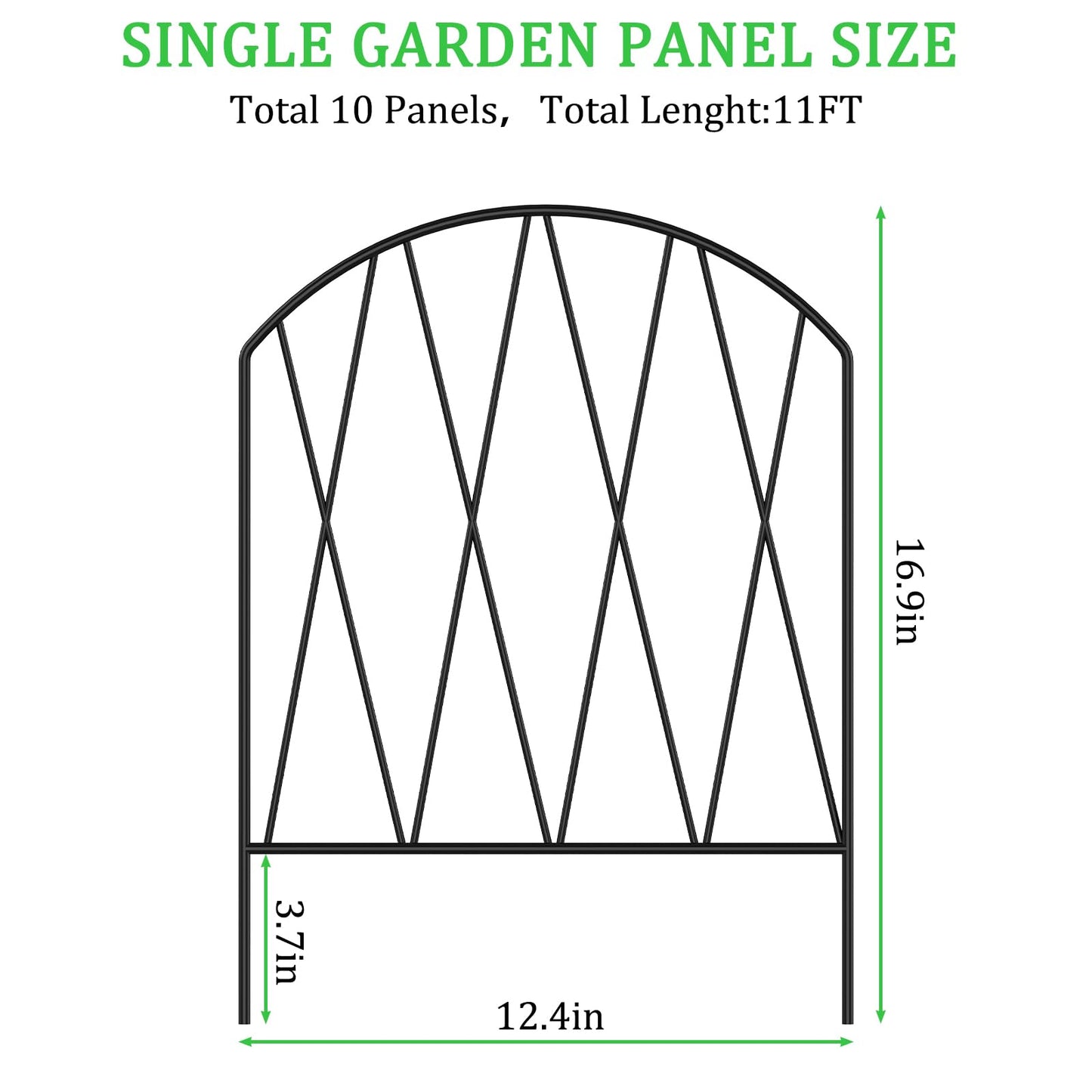 10 Pack Decorative Garden Fence Animal Barrier,11ft(L) x 16in(H) Rustproof Metal Wire No Dig Fence Border for Dogs,Anti Digging Flower Edging for Outdoor,Landscape,Patio & Yard,Arched