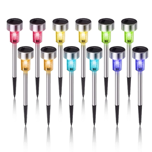 Dream Master Solar Lights Outdoor Waterproof, Stainless Steel LED Landscape Lighting, Solar Garden Lights, Outdoor Decorations for Yard, Pathway, Walkway, Patio, Lawn - 12 Pack (Multicolor)