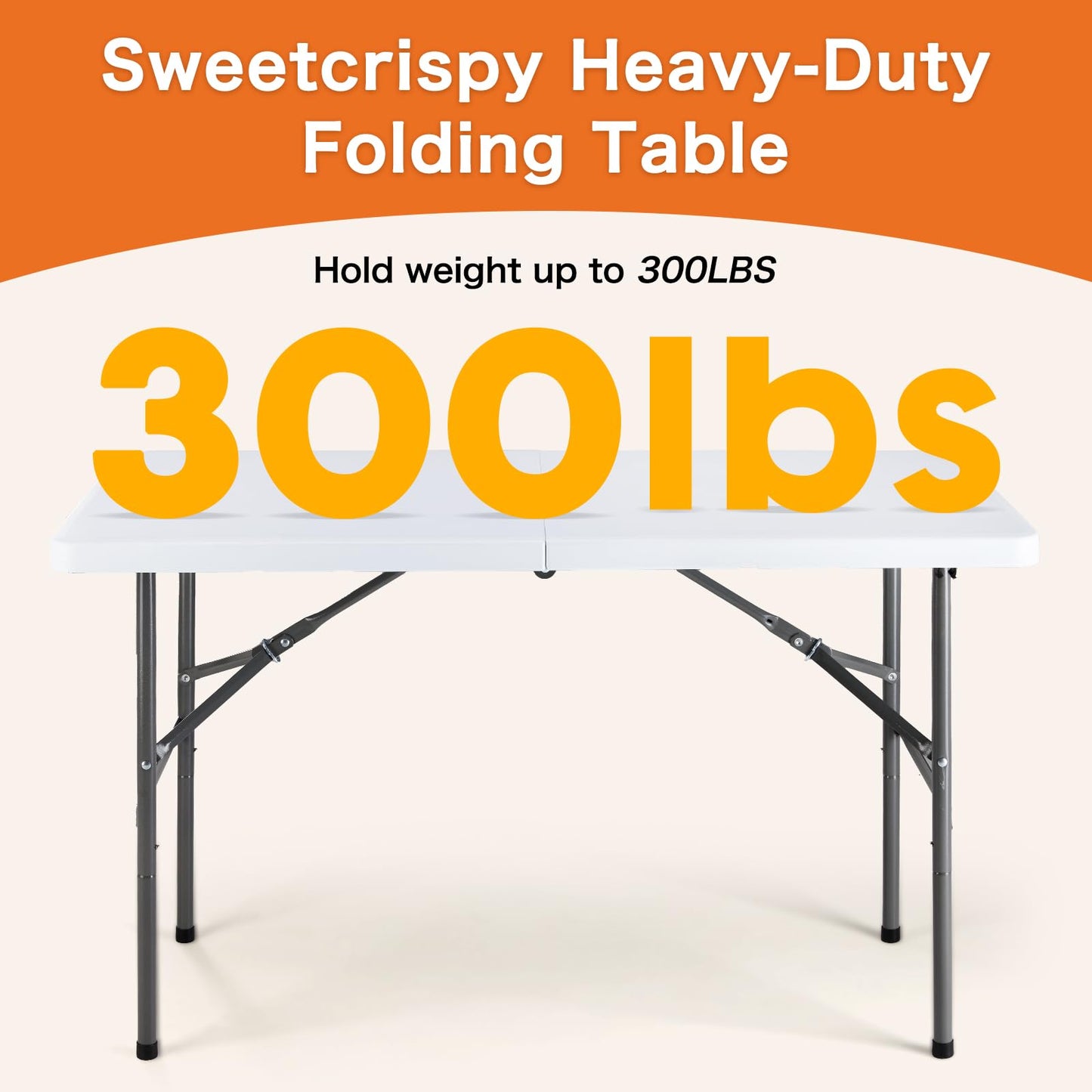 Sweetcrispy 6 FT Folding Picnic Table Easy to Fold and Store, Foldable Table for Camping Picnic Dining Party Kitchen Outdoor Indoor with Carrying Handle