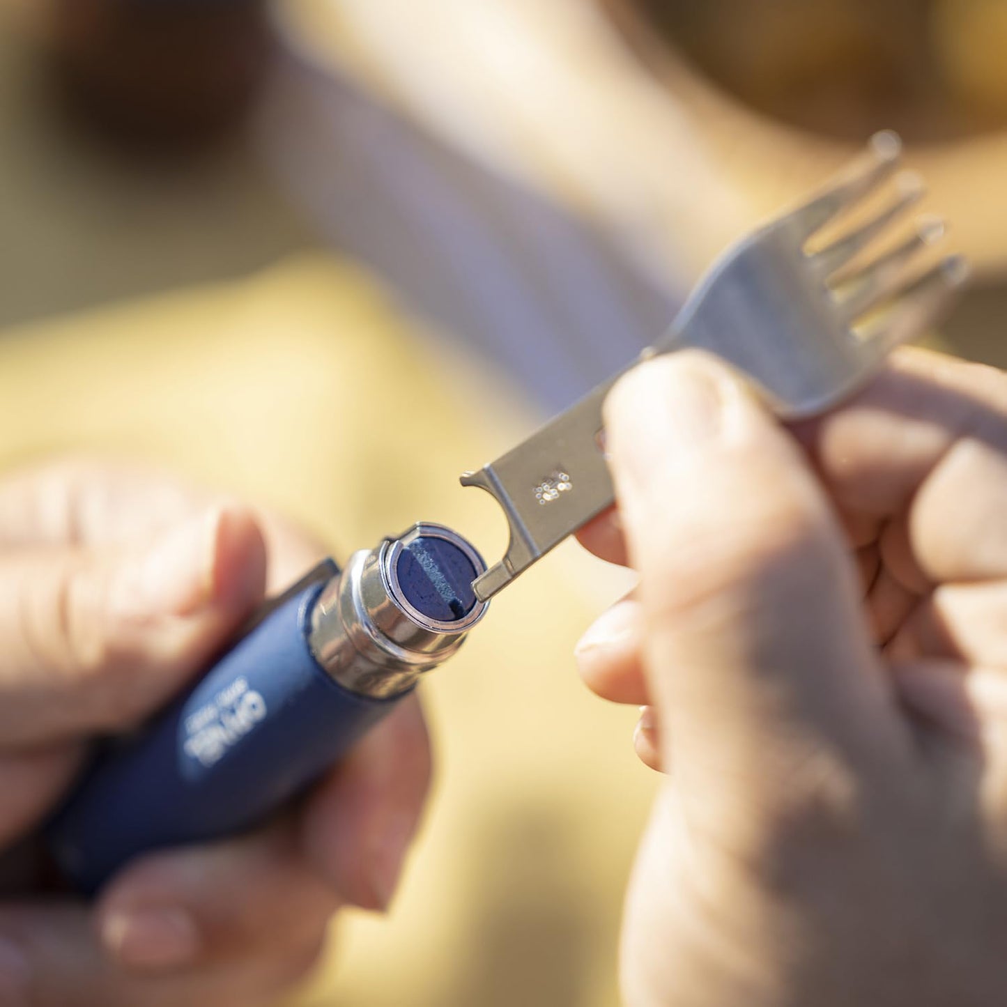 Opinel Picnic+ Cutlery Insert Set for No. 8 Folding Pocket Knives, Fork and Spoon Insert, Micro Fiber Napkin, Made in France