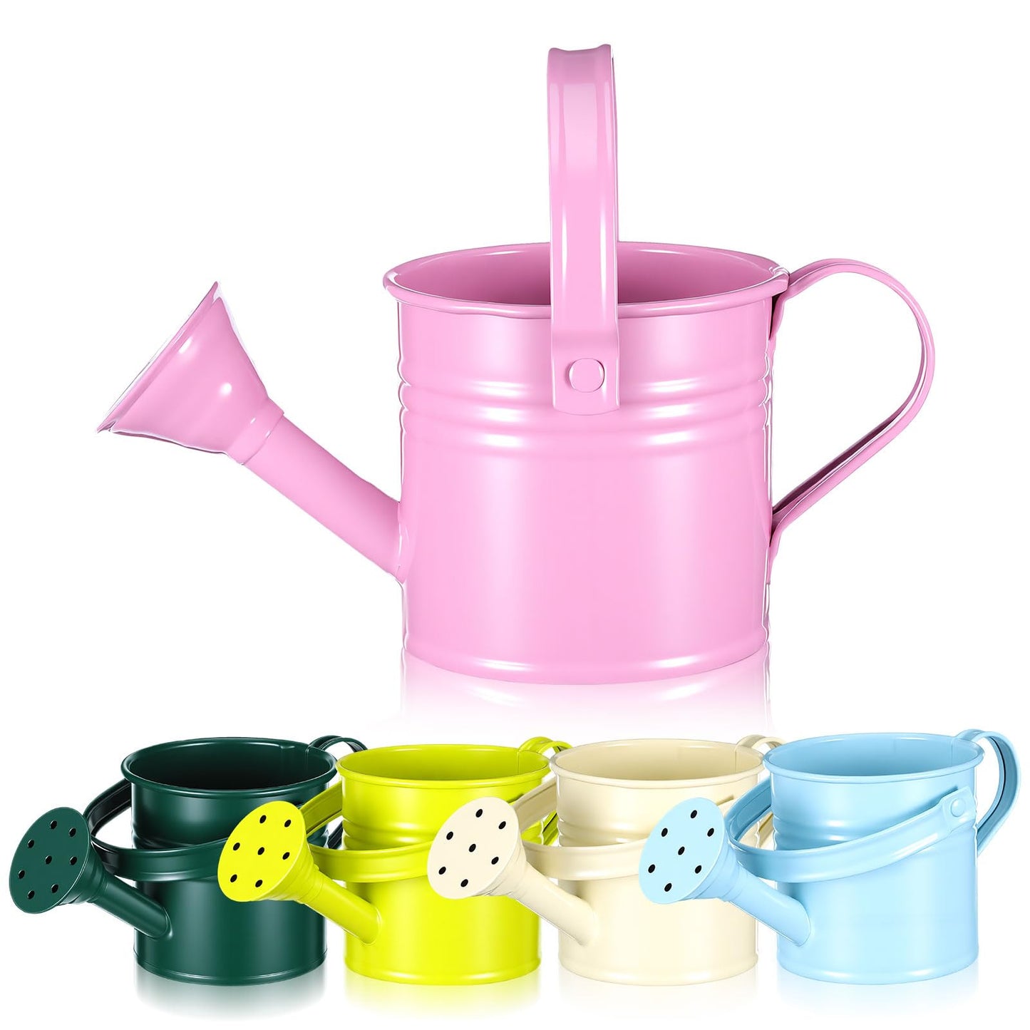 DOITOOL Kids Metal Watering Can for Gardening, 5Pcs Small Iron Watering Can Garden Watering Bucket for Gardening Plants Flowers (Mixed Color)