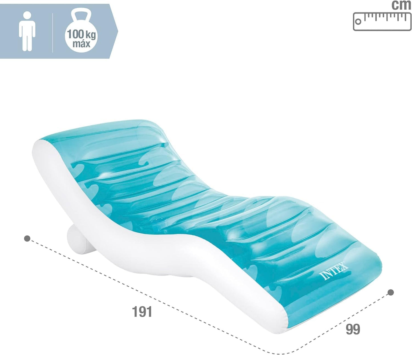 Intex: Splash Lounge - (56874EP) Teal & White Water & Pool Float, Inflatable, Built-in Cupholders, Heavy Duty Handles, Back Rest, Stylish & Comfortable Design