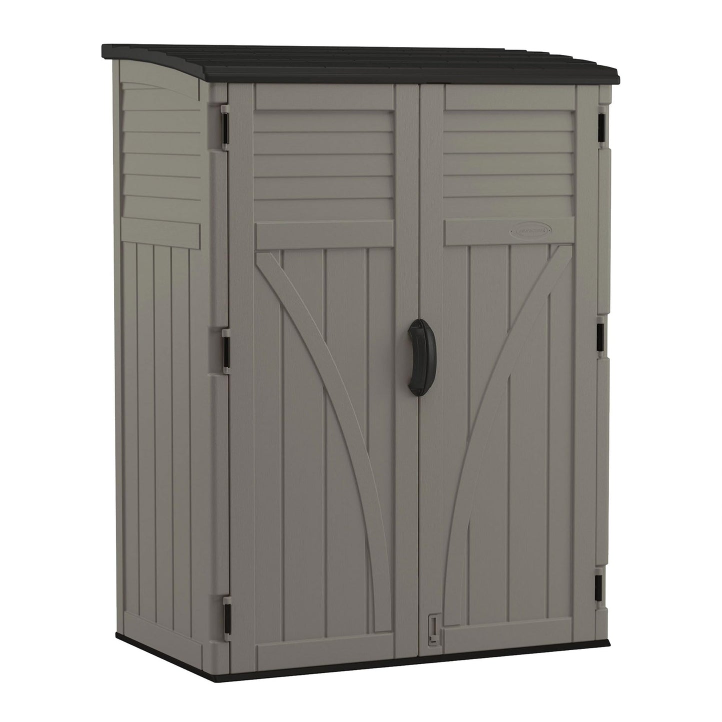 Suncast Outdoor Storage Cabinet Waterproof Resin Vertical Outdoor Storage Shed (54 cu. ft.) for Patio, Garden Tools, Cushions, & Equipment. Weatherproof Plastic Multi-Wall Design, Capacity Made in USA