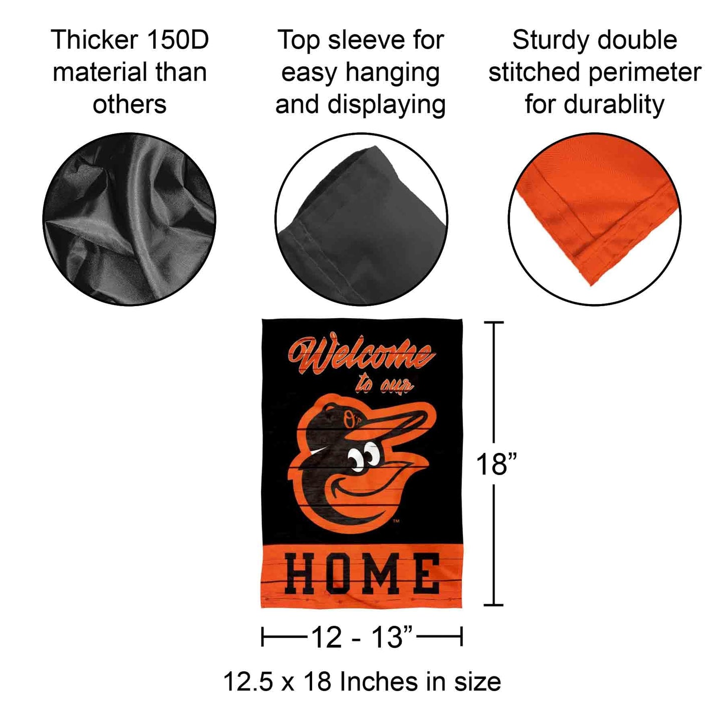 Baltimore Orioles Welcome To Our Home Double Sided Garden Flag