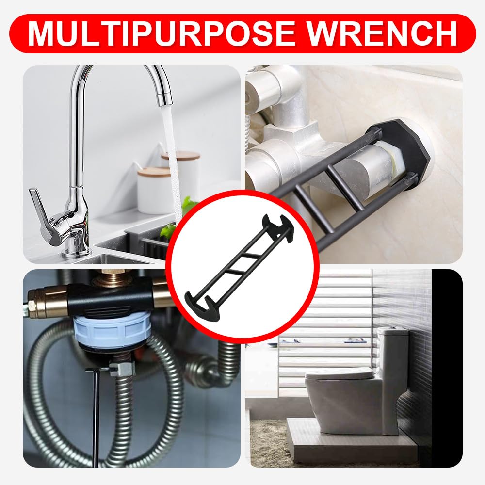 BNGXR 2026 New Multifunctional Sink Wrench, 2Pcs Basin Faucet Wrench, Plumbing Tools for Tight Spaces Kitchen Bathroom Home, Portable Installation Tool for Homeowners (A+B)