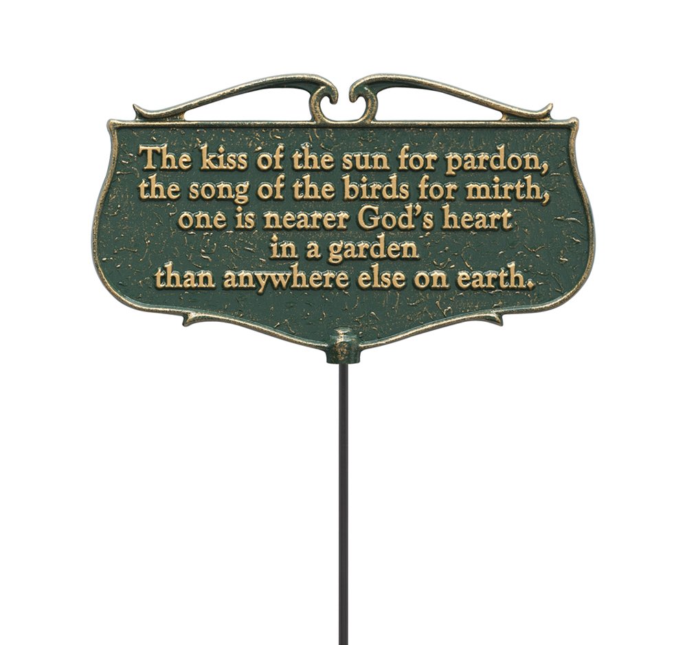 Whitehall Products "The Kiss of The Sun..." Garden Poem Sign, Green/Gold, Aluminum
