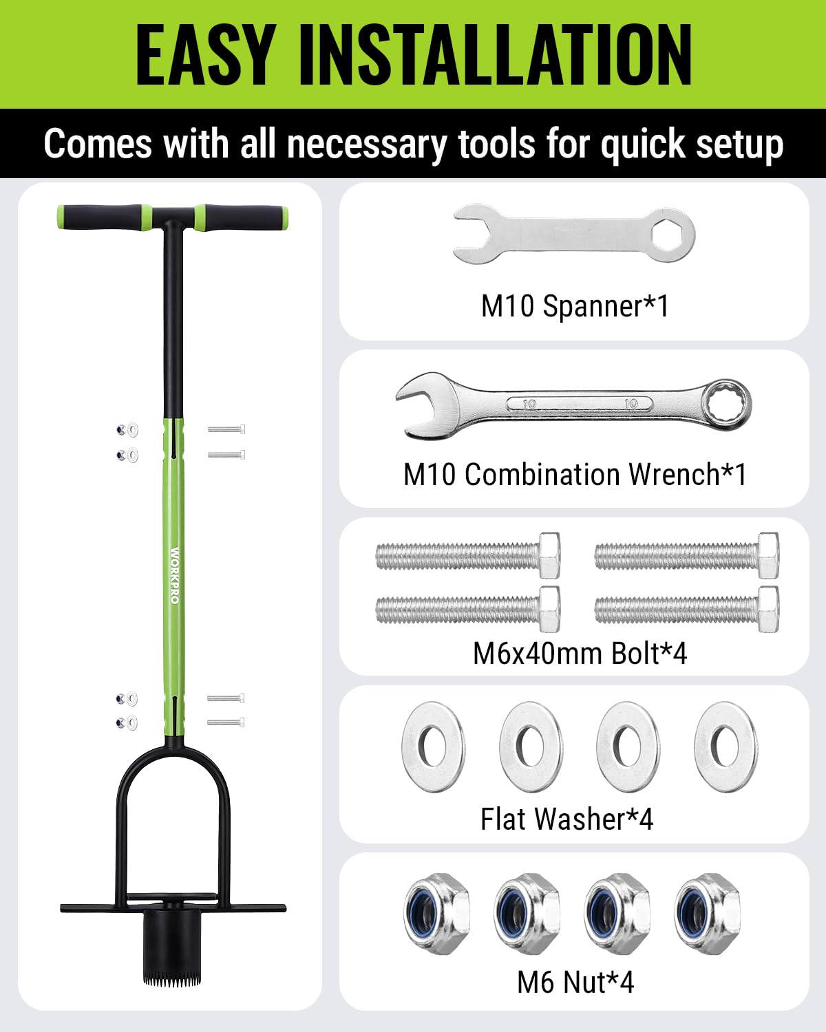 WORKPRO 36" Bulb Planter Tool, Long Handle Sod Plugger, Grass Plugger Tool with Serrated Base, Dual Pedals, Garden Tool for Planting, Transplanting, Weeding, Digging Holes for Tulips, Daffodils