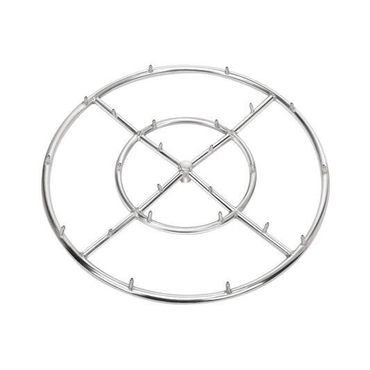 Stanbroil 24" High Flame Round Jet Burner Ring for Natural or Propane Gas Fire Pit, 304 Series Stainless Steel, Double Ring