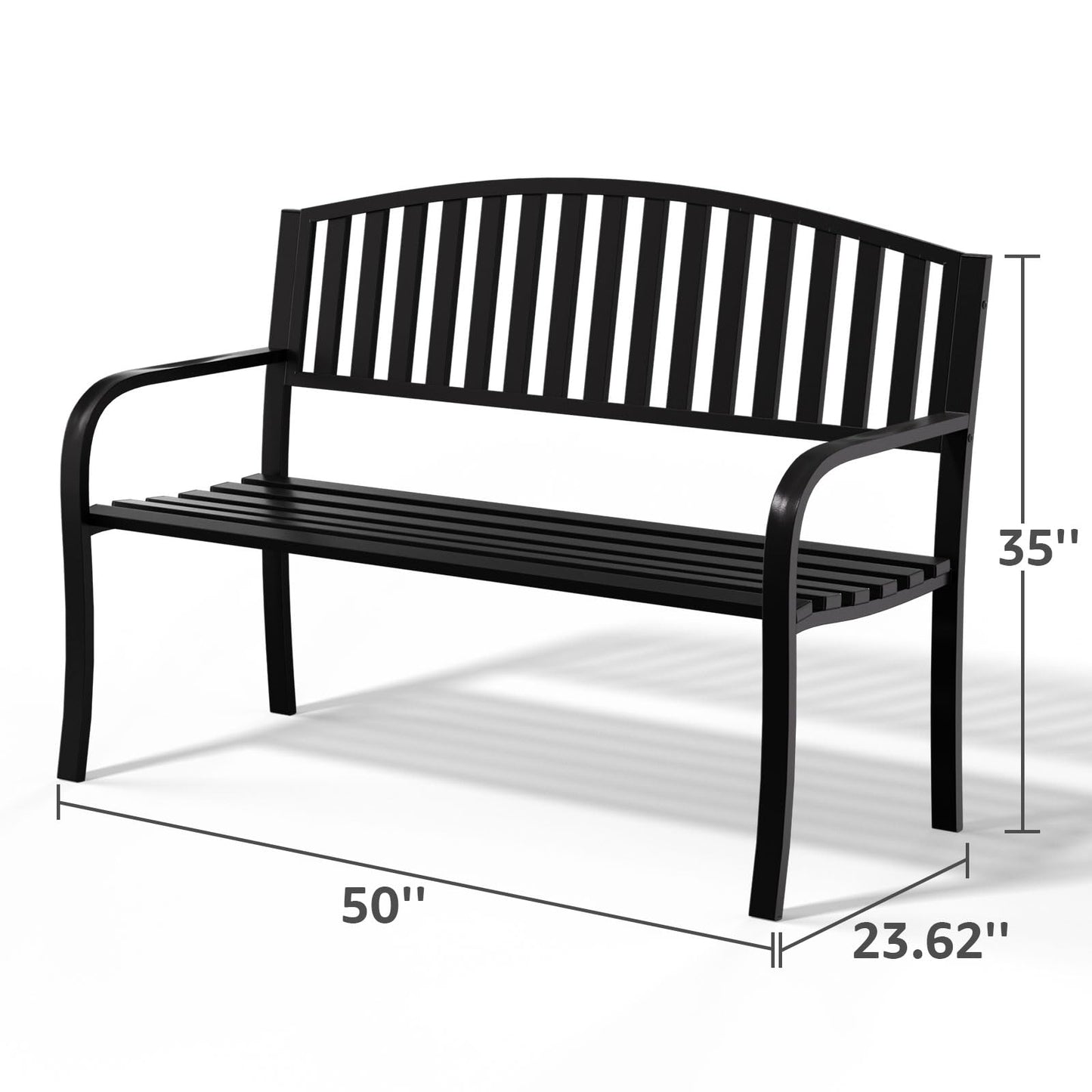 Gymplis Outdoor Bench Garden Bench Patio Bench,Weatherproof Anti-Rust Metal Powder Coated Frame Park Bench,Metal Bench for Yard & Porch & Park (Vertical line)