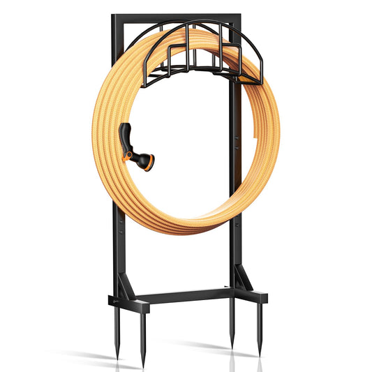 TKYHRMAS Garden Hose Holder, Detachable Metal Water Hose Holder for Outside, Heavy Duty Freestanding Hose Hanger Stand Hold Up to 150FT