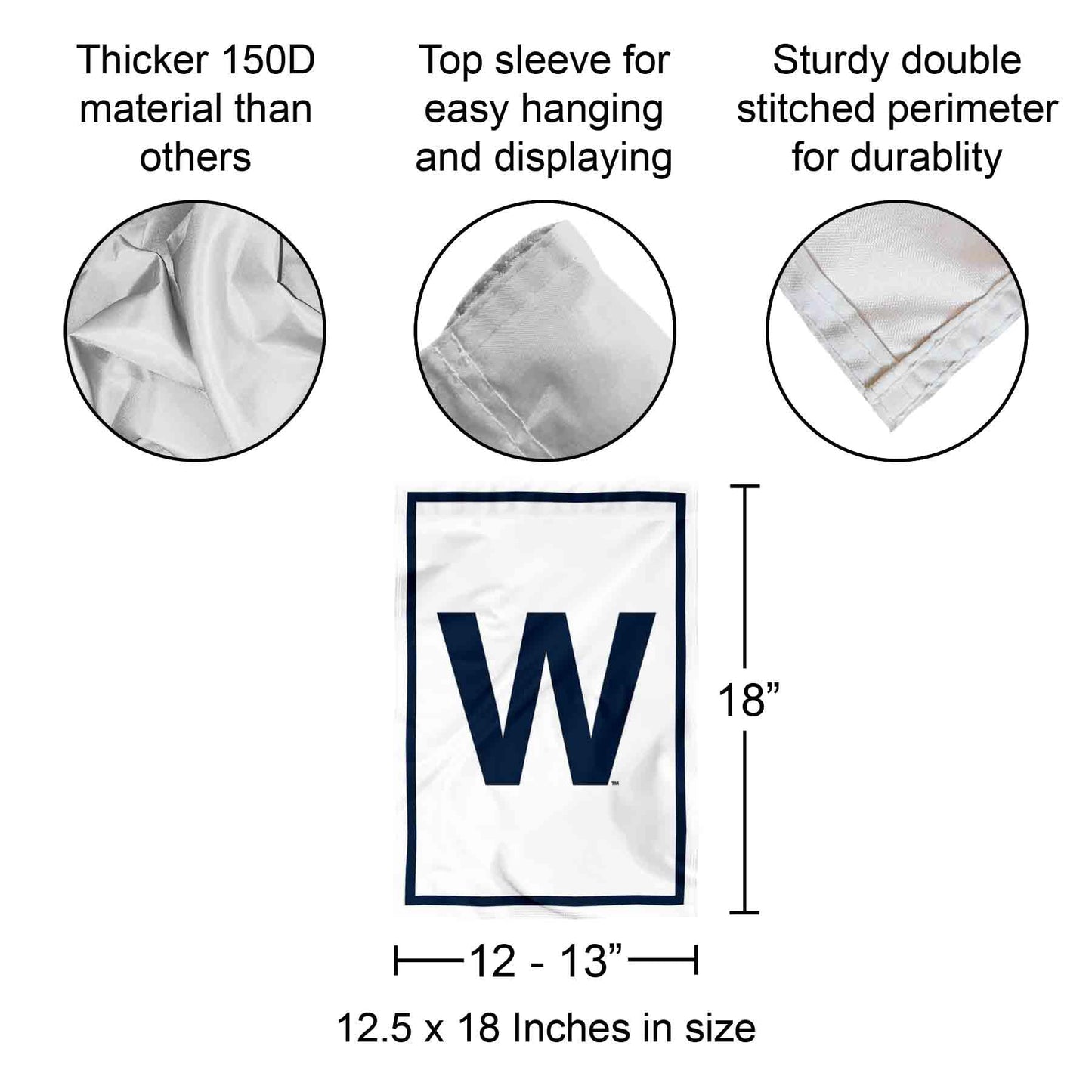 Chicago Baseball Team W Win Double Sided Garden Flag