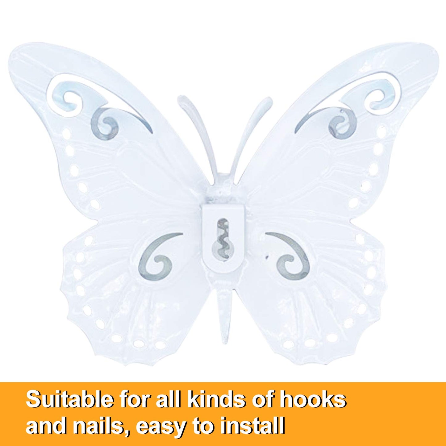 Metal Butterfly Outdoor Wall Decor- 6.5'' Double Wings Butterflies, Hanging Decorations for Fence Garden Yard Patio