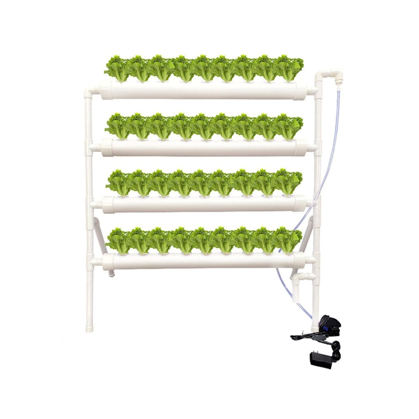 ELITE BAY 36-Pod Hydroponic Plant Growing System – PVC Vertical Soilless Indoor/Outdoor Garden Kit | White Tower with 36 Baskets, Sponges, AU/US Plug & Soft Tube | Ideal for Home Gardening