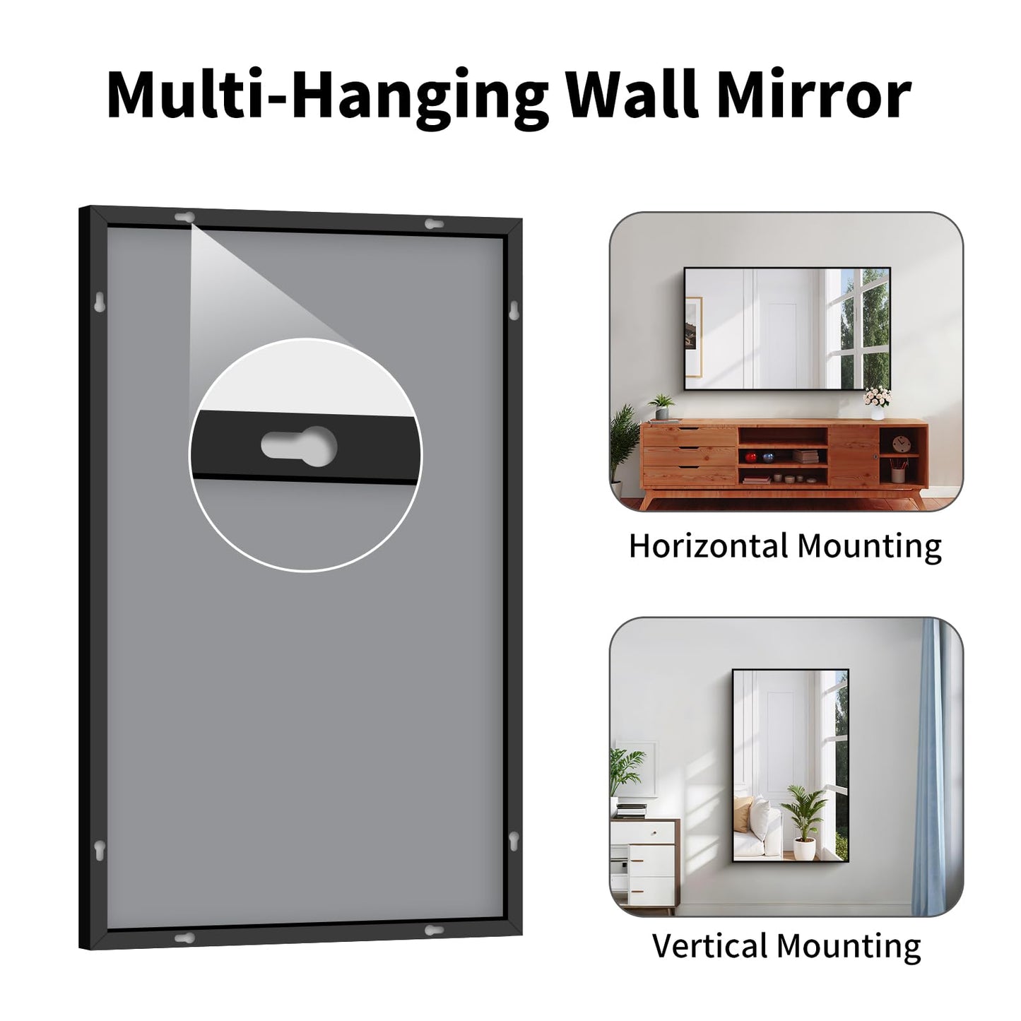 Koonmi Black Framed Bathroom Mirror - Shatterproof 30"x50" Tempered Glass, HD No Distortion, Horizontal/Vertical Mount, Modern Matte Aluminum Alloy Frame