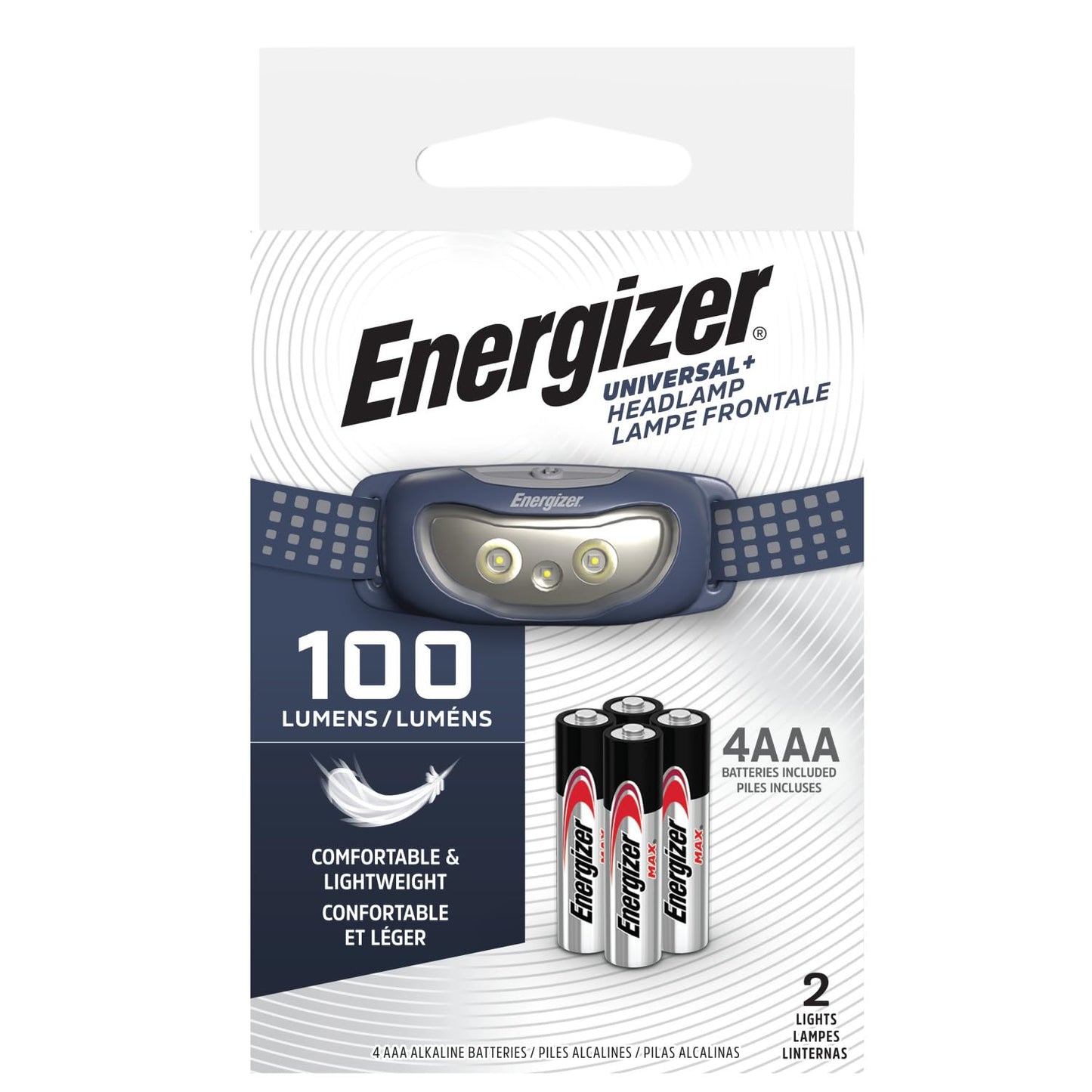 Energizer Universal+ LED Headlamp (2-Pack), IPX4 Water Resistant Headlamps, Bright Head Light for Outdoors, Camping, Running, Storm, Survival LED Light for Emergencies (Batteries Included)