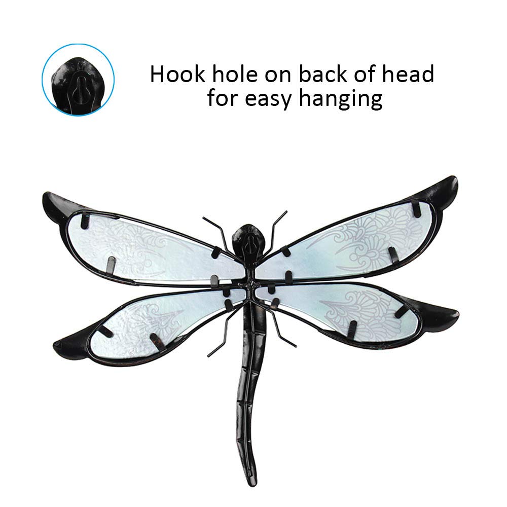 LIFFY Metal Dragonfly Wall Decor - Outdoor Garden Art for Patio, Living Room, Bedroom - Dragonfly Gifts (14inch, Metal & Glass)