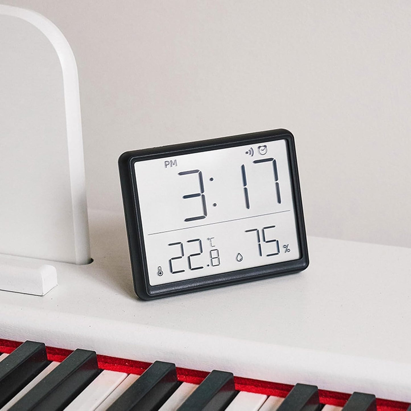 CHSYLFDC Digital Wall Clock Battery Operated, Large Display with Temperature, Date, Day of The Week, Silent Mount Digital, 4 Time Zones, and Table for Bedroom, Livingroom, Office