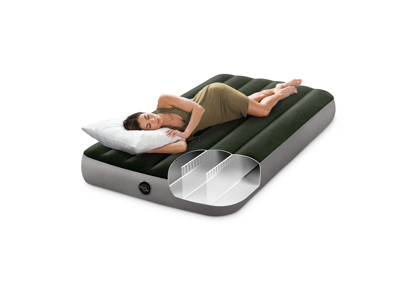 Intex 64107E Dura-Beam Standard Prestige Air Mattress: Fiber-Tech - Twin Size - 10in Bed Height - 300lb Weight Capacity - Pump Sold Separately