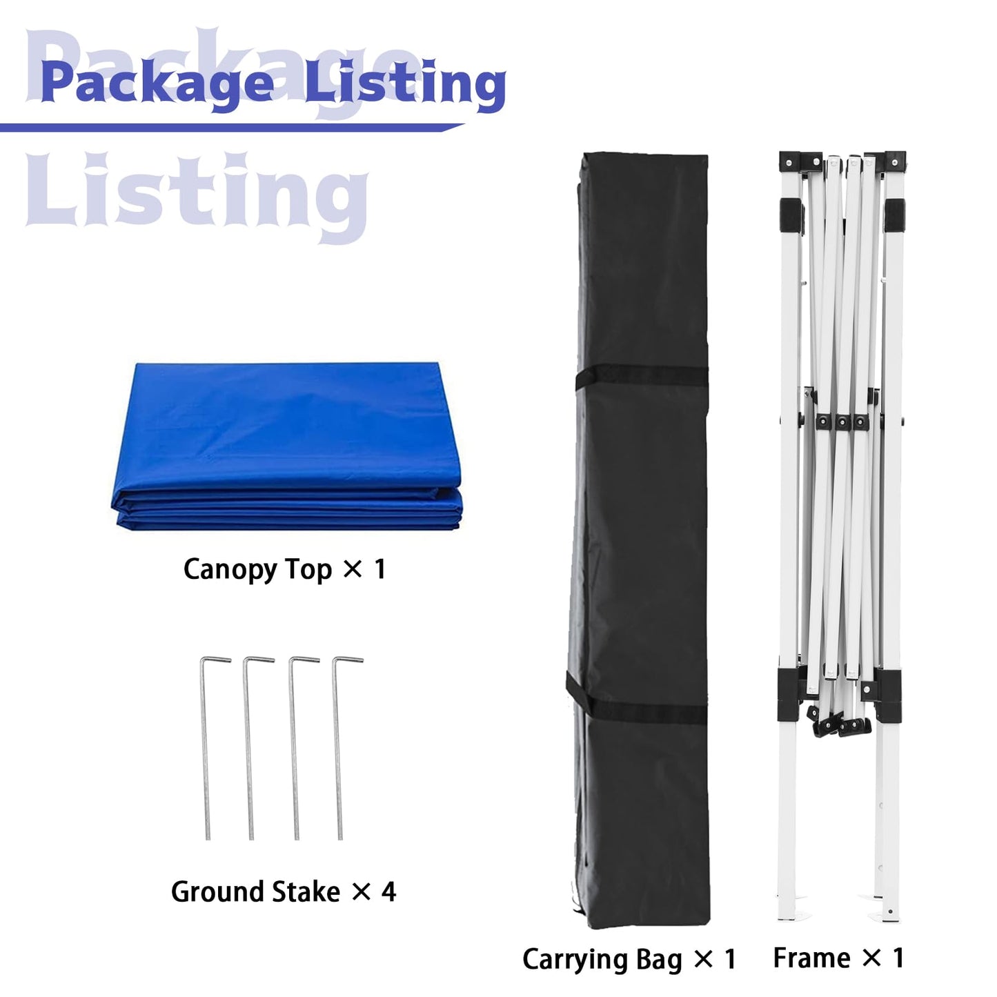 Oneofics Pop-up Canopy Tent, 10x10 Foot, Slant Legs with Carrying Bag, Gazebo Shelter for Patio Deck Garden and Beach, 8x8 Foot Cover Included, Blue