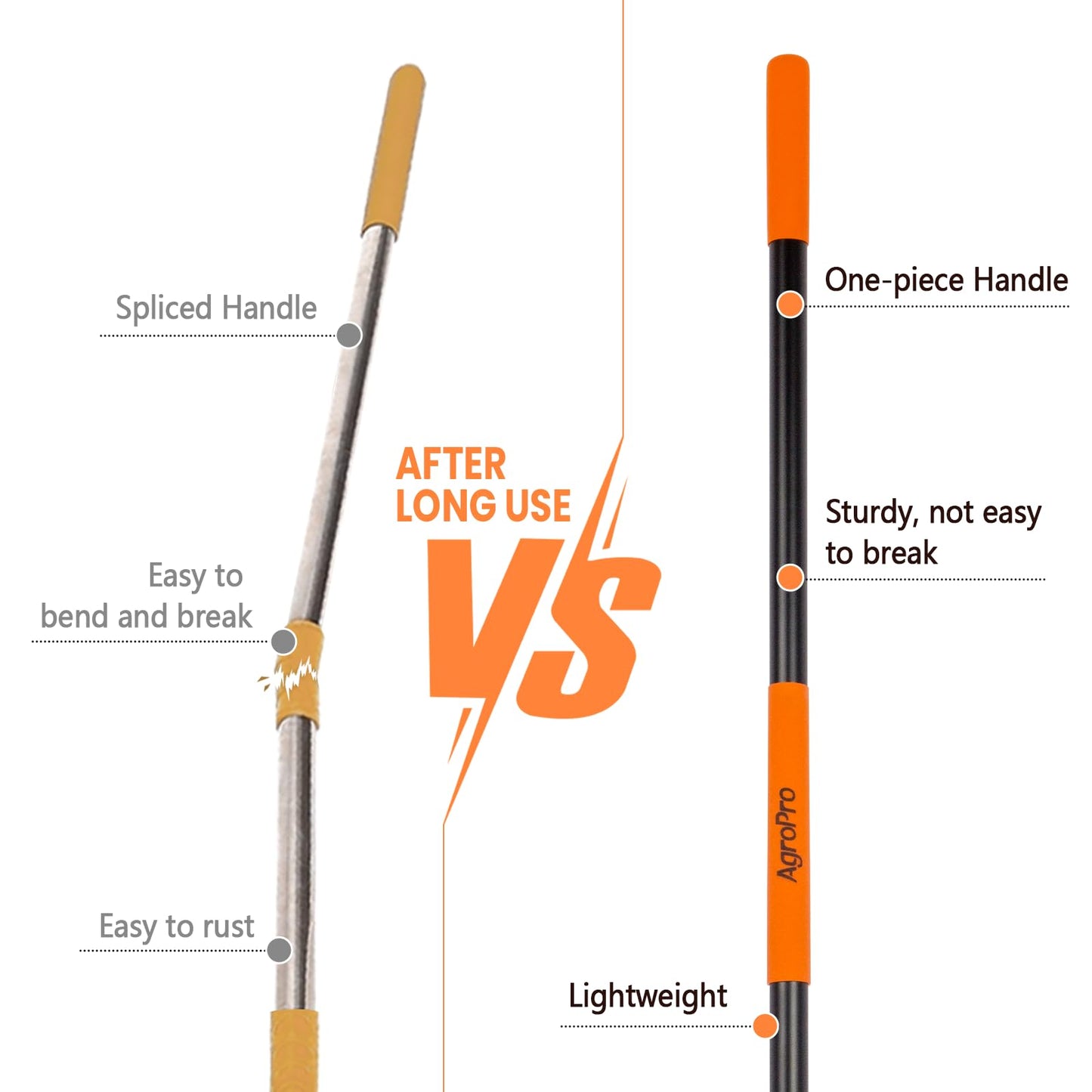AgroPro Garden Hoe for Weeding, Heavy Duty Hoe Garden Tool Long Handle, 58 Inches