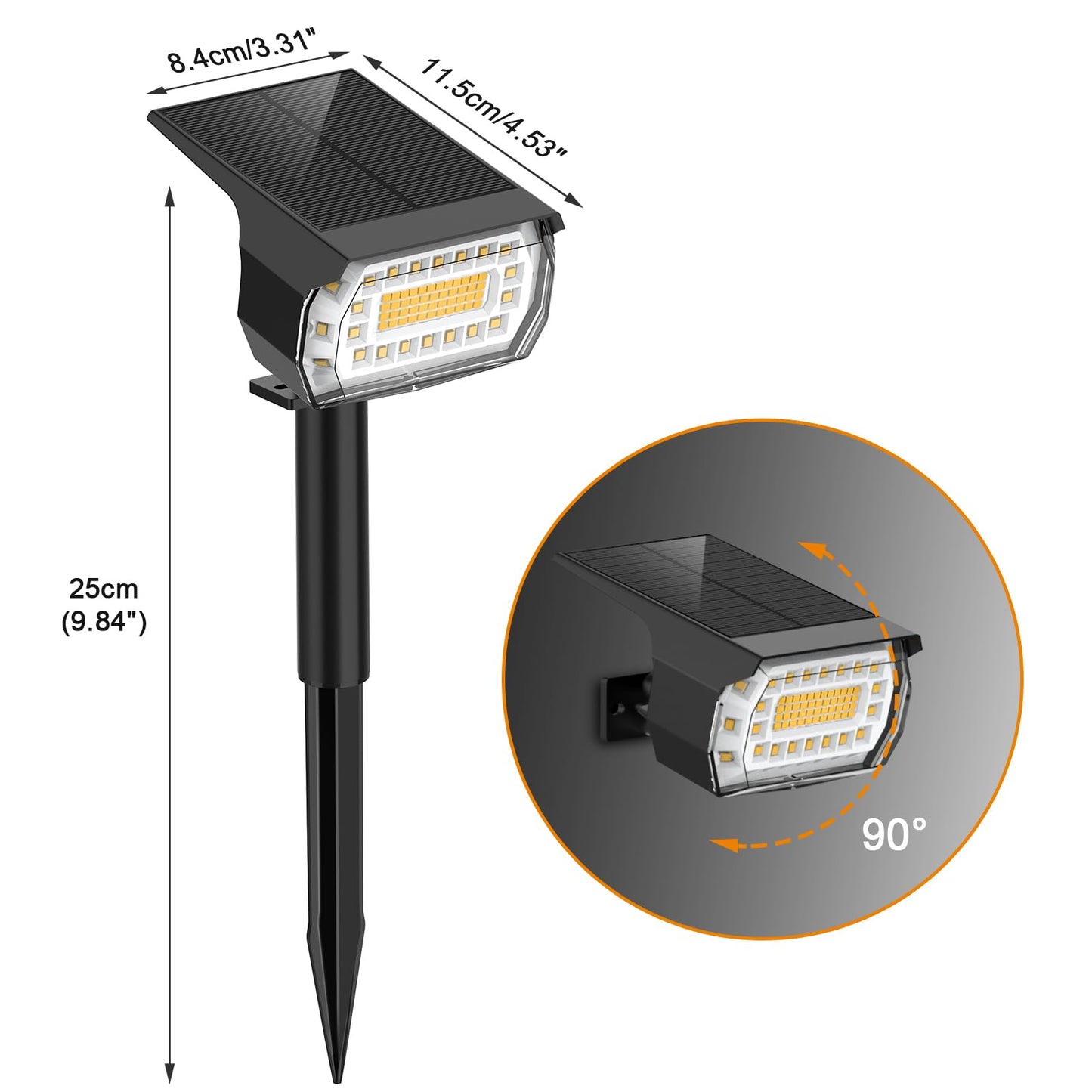LANSOW Solar Spot Lights Outdoor, [8 Pack/76 LED] 2-in-1 Solar Landscape Spotlights, 3 Modes IP65 Waterproof Dusk to Dawn Solar Powered Flood Wall Lights for Outside Yard Garden Pathway(Warm White)