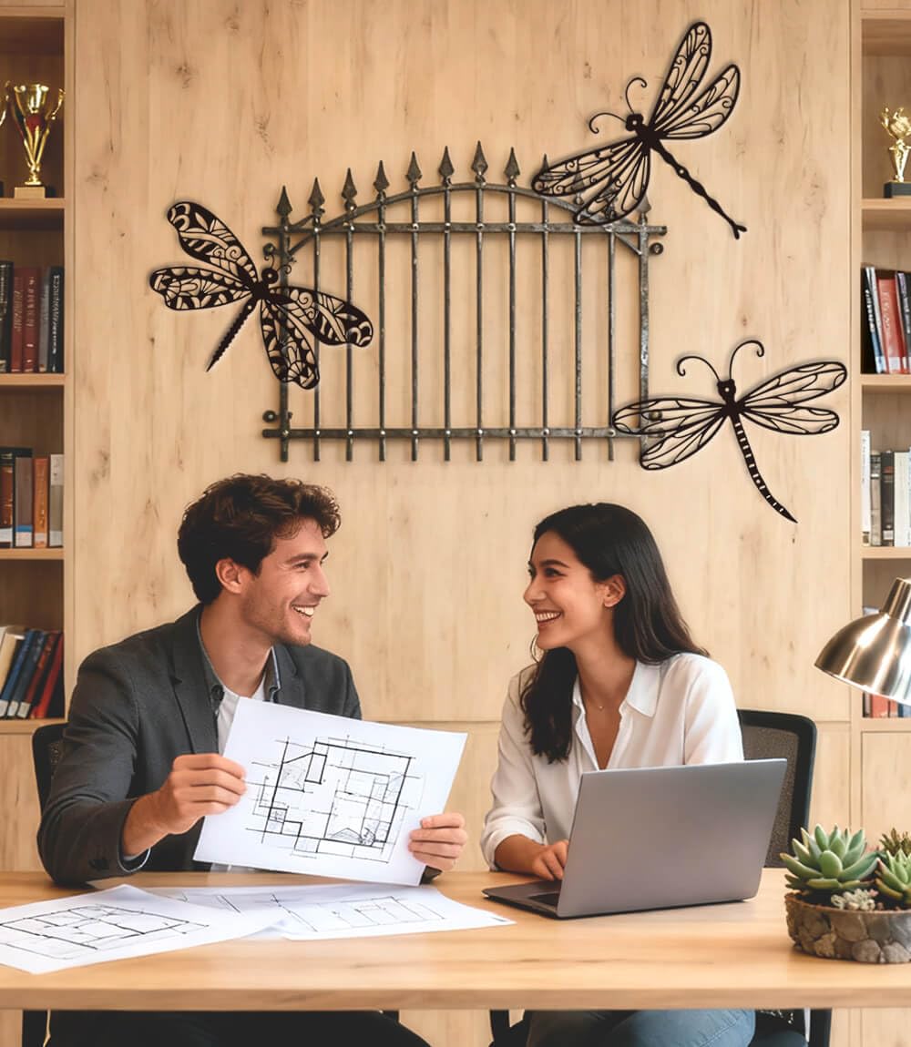 Large 14.56" Dragonflies Metal Wall Decor - 3 Pack Rust-Proof Garden Art Dragonfly Wall Hanging Sculpture for Outdoor & Indoor Yard Fence Outside Decorations - Insects Gift for Women & Nature Lovers