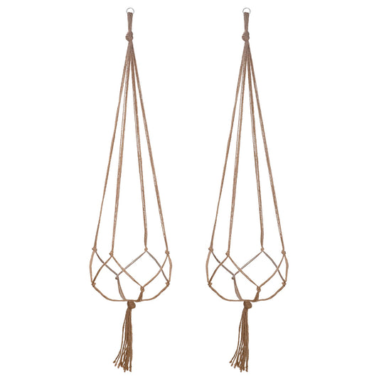 EBOOT 2 Pack 48 Inch Large Macrame Plant Hanger Rope to Hang Flower Pot Plant Holder for Indoor Outdoor Decorations, 4 Legs (Linen Color)