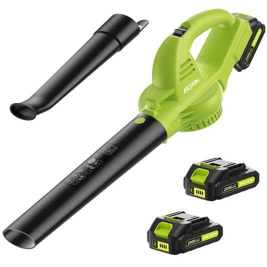 Leaf Blower Cordless with 2 Battery and Charger, 130MPH 180CFM High Speed Leaf Blower with 2 Tubes, 20V Electric Leaf Cleaner, Lightweight Handheld Blowers for Lawn Care, Patio, Garden, House, Depot