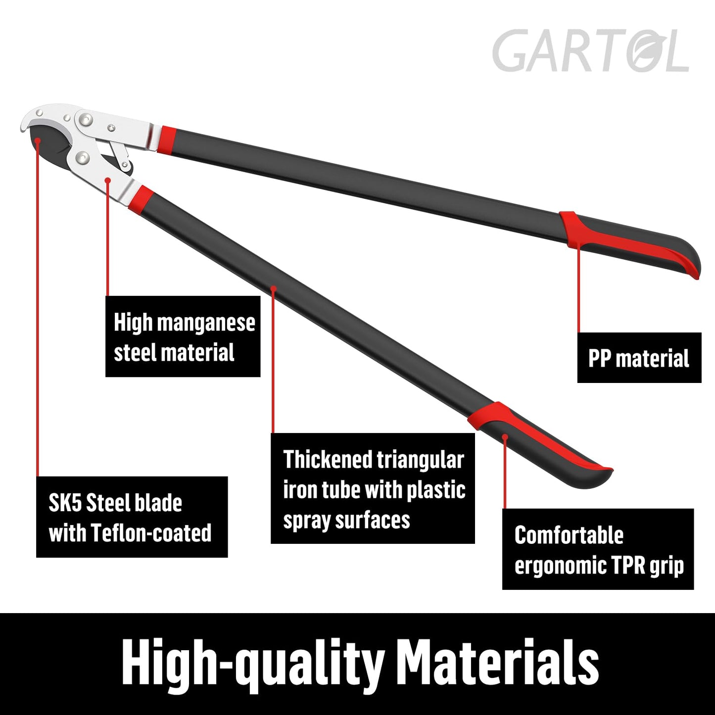 GARTOL Heavy-Duty Anvil Lopper, 29" Tree Pruning Shears, with a Spare SK5 Steel Blade, Compound Action for Effortless Cutting 2″ Branch, Ergonomic Non-Slip Handles, Durable Garden Branch Cutter
